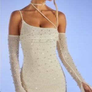 Embellished Asymmetric Corset Mini Dress – Ivory (Sold Out / Worn Once)